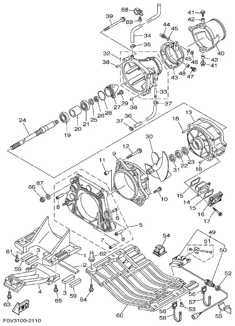Yamaha A1 JET UNIT 1 parts diagram